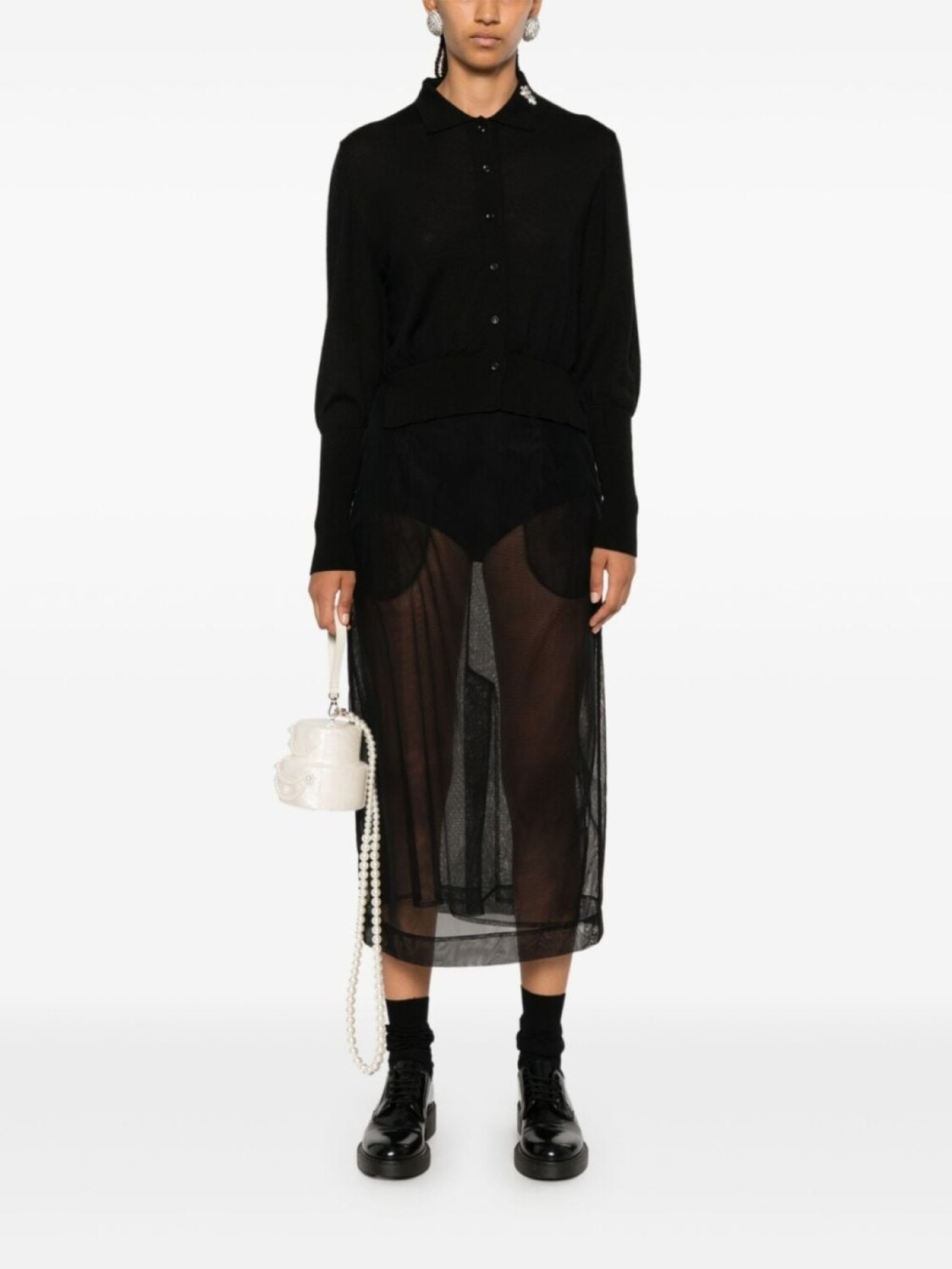 

Simone Rocha поло-кардиган, украшенный кристаллами, черный