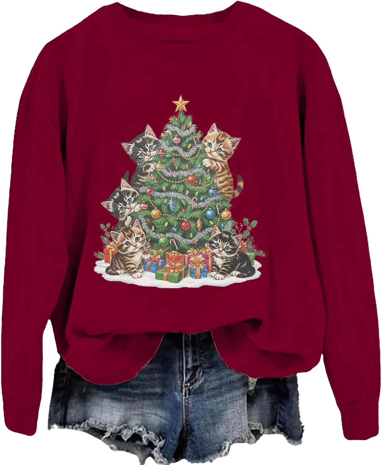 

Свитшот 90's Cat Christmas с капюшоном Czbic