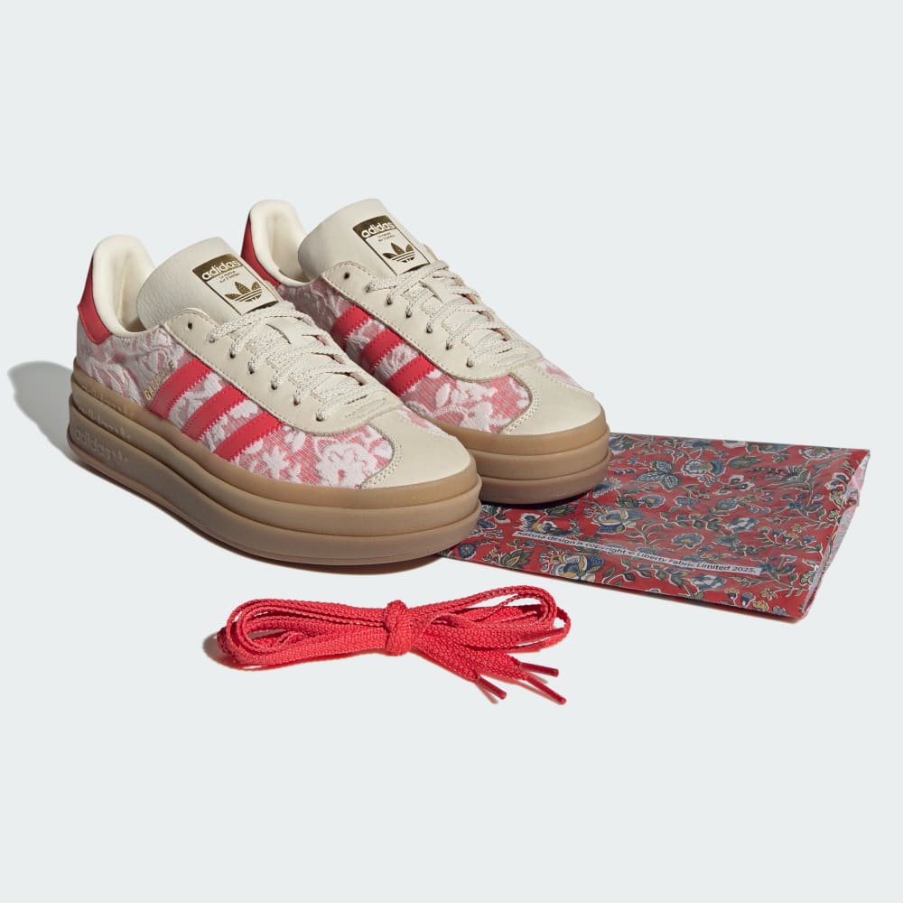 Кроссовки Adidas Gazelle Bold X Liberty London Shoes, цвет Cloud White/Cream White/Better Scarlet — фото 2