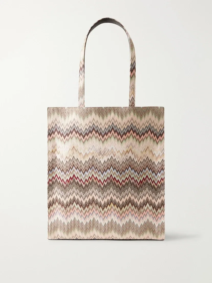 Полосатая плетеная сумка из люрекса Missoni, бежевый