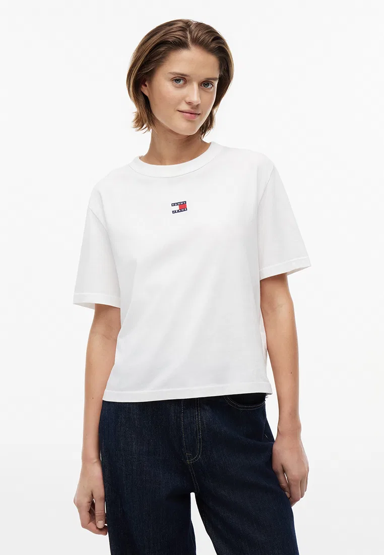 Футболка, свободный крой, Tommy Jeans Tommy Hilfiger, экрю