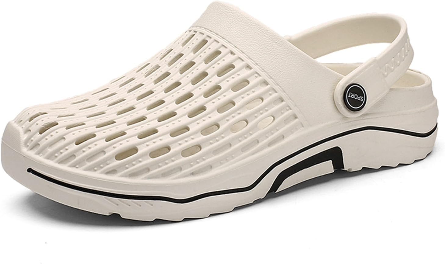 

Мужские летние тапочки с закрытым носком, удобные, без застежки, для повседневной носки, отдыха на пляже, легкие Generic, бежевый