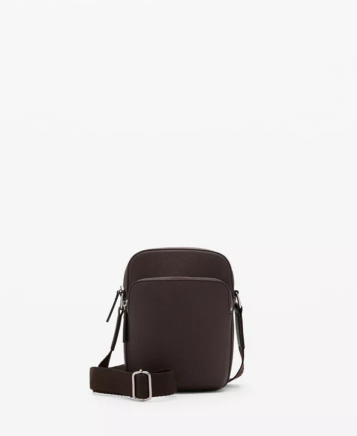 

Мужская наплечная сумка с эффектом лаковой кожи Mango, коричневый