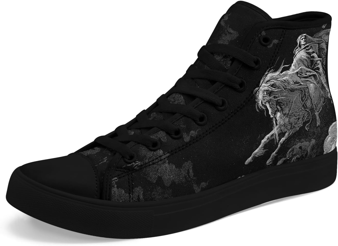 

Крутые настраиваемые высокие кеды с принтом черепа для мужчин и женщин - уникальные яркие высокие кроссовки, удобная повседневная обувь Coolcustomize, черный