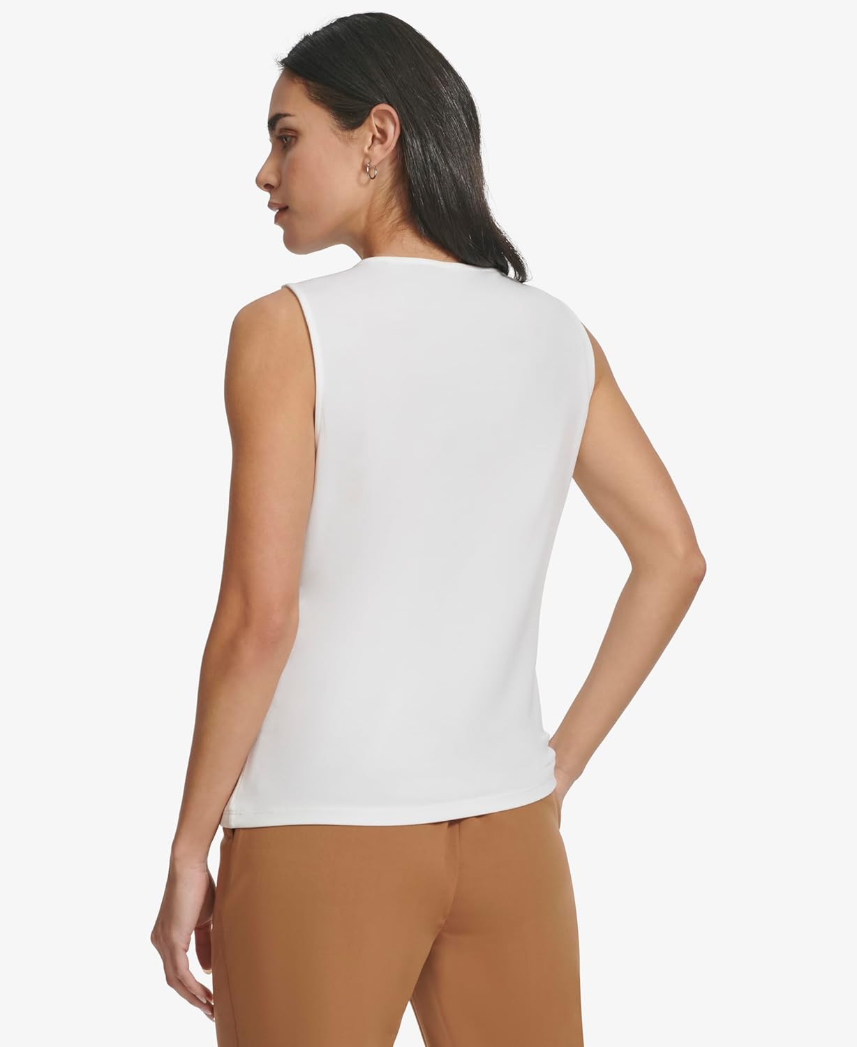 Женская асимметричная блузка без рукавов Calvin Klein, Cream — фото 4