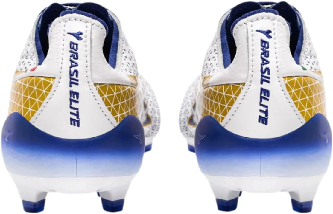 Футбольные бутсы Diadora Brasil Elite Tech GR ITA LPX для мужчин, жесткое покрытие - Сделано в Италии, ультра-мягкая премиальная кожа, современный дизайн Calcio, съемная стелька, белый/синий/золотой — фото 2