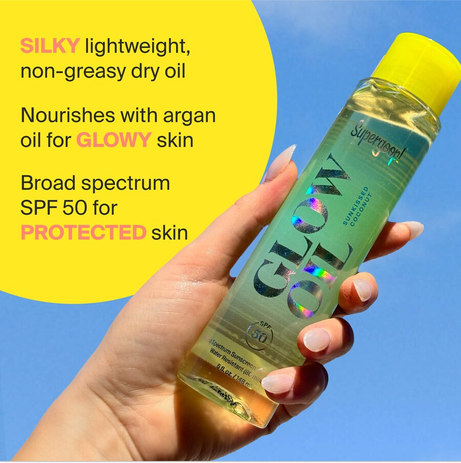 Масло для тела Glow Oil SPF 50 с кокосом, ванилью и инжиром Supergoop!, 5 fl oz/148 mL — фото 4