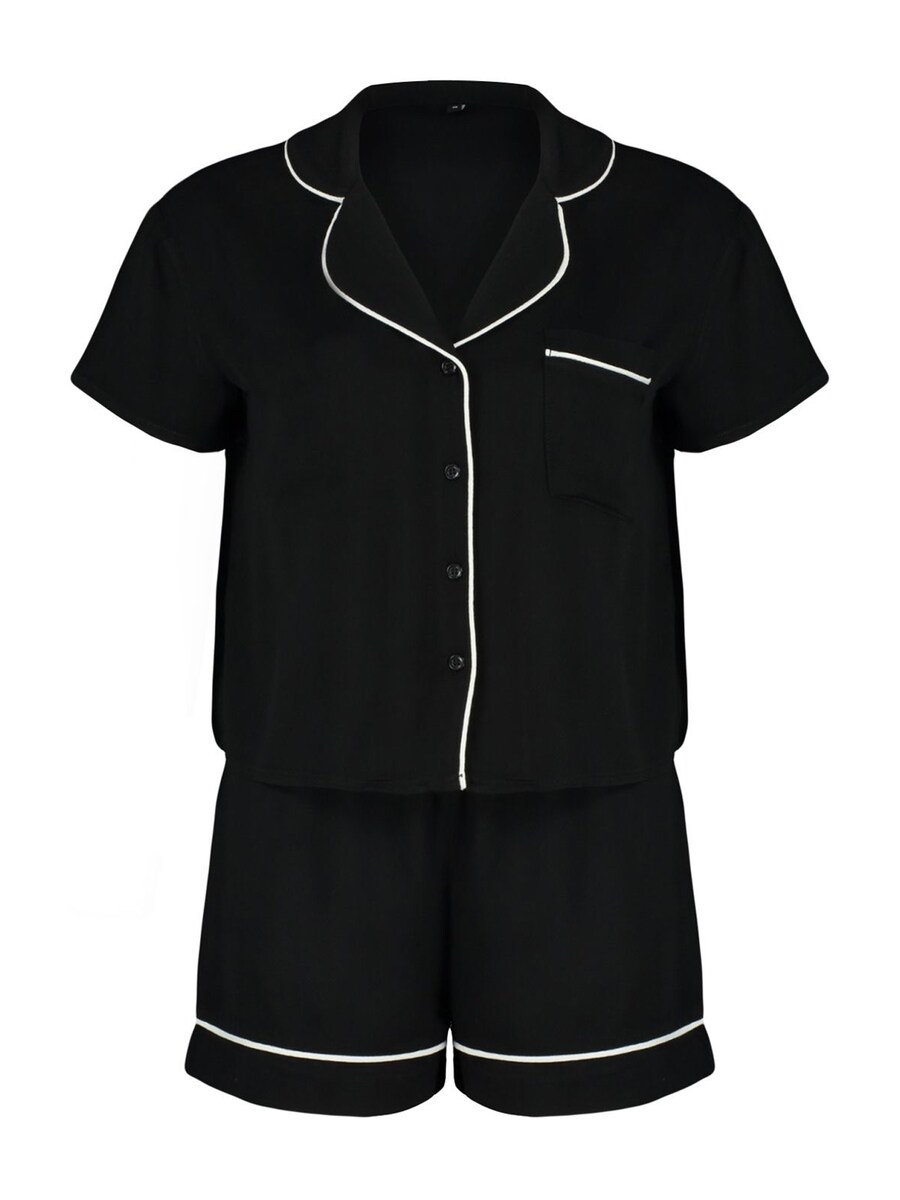 

Короткий пижамный комплект Trendyol, черный