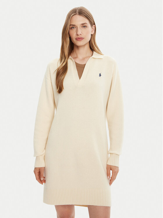 

Вязаное платье slim fit 211A91143003 Polo Ralph Lauren, белый