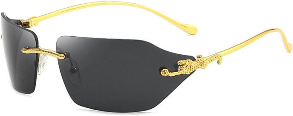 

Солнцезащитные очки без оправы, прямоугольной формы, размер 2027, маленькие, мужские и женские, металлические, золотистые, многоугольные, синие, UV400, без оправы MTZJH, Gold