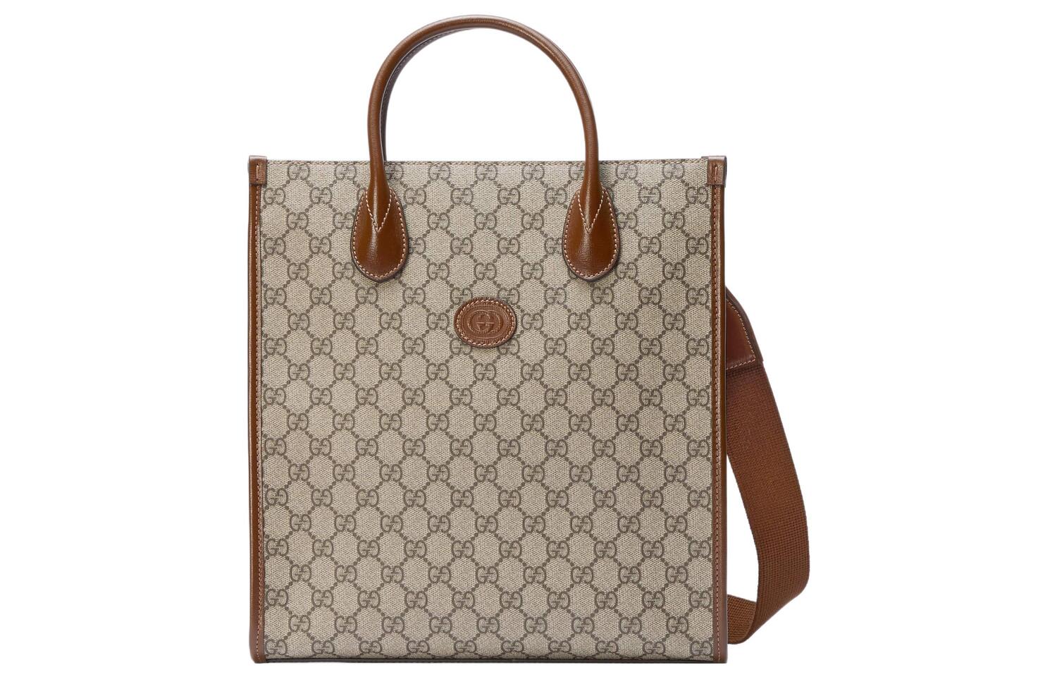 

GUCCI Переплетенный холщовый кожаный наплечный рюкзак кроссбоди сумка мужская эбони и коричневый