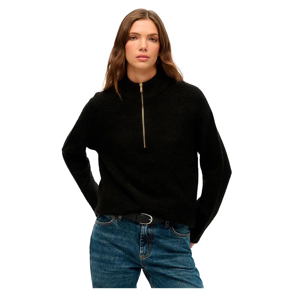 

Свитер Superdry Brushed half zip, черный