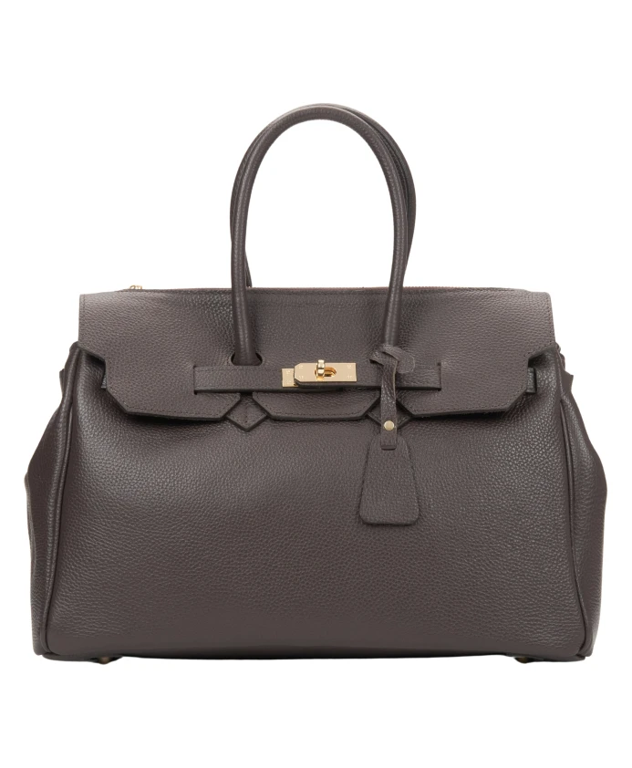 

Темно-Коричневая женская сумка-портфель из высококачественной итальянской натуральной кожи. Estro, коричневый