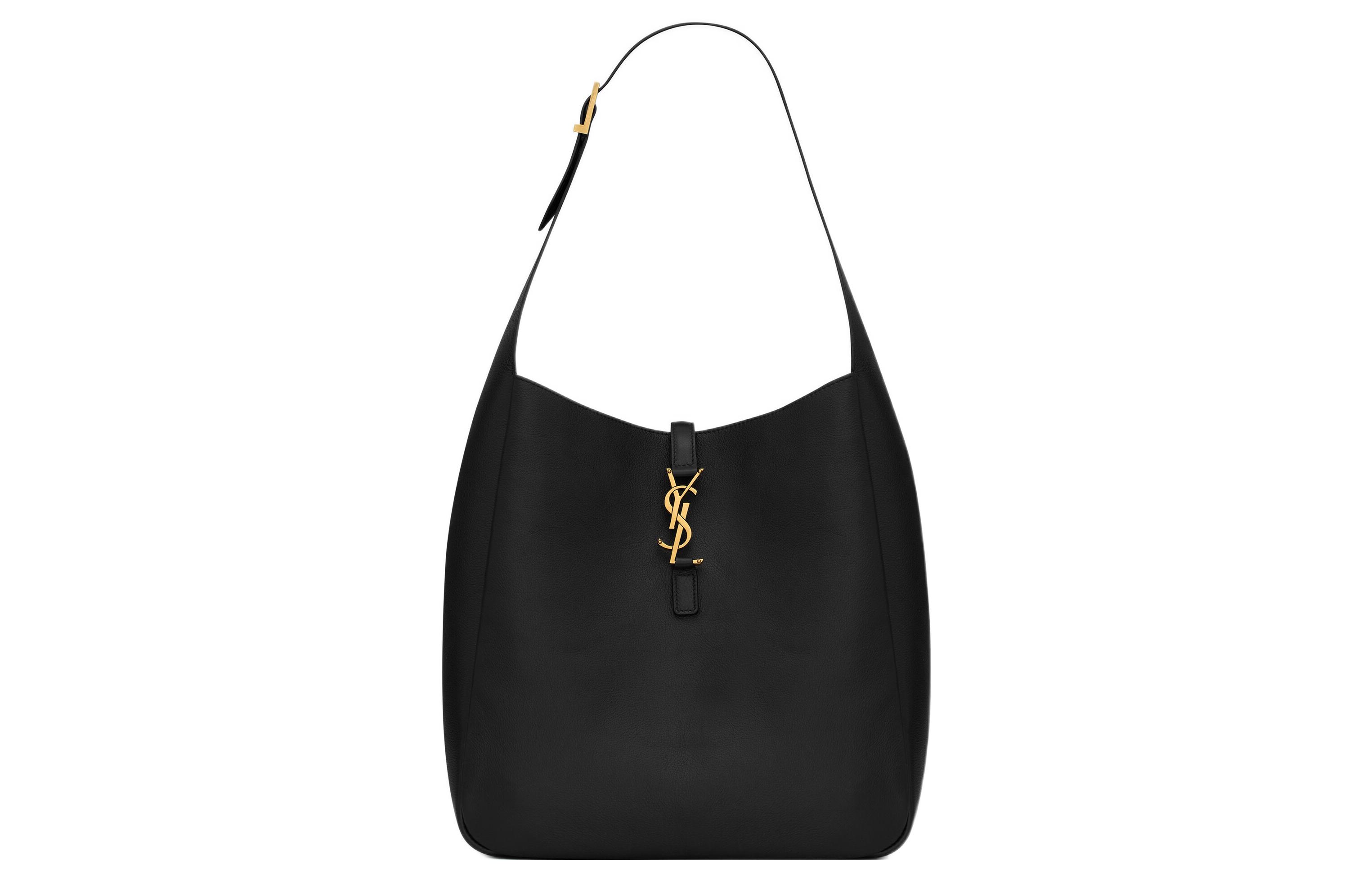 

SAINT LAURENT LE5A7 Сумка-хобо из коровьей кожи, большая женская, черная