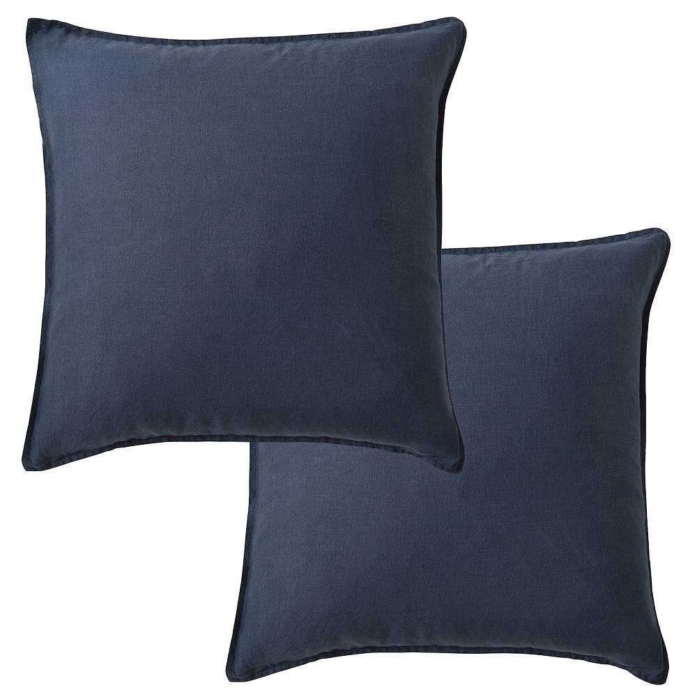 

Levtex Home, 2 упаковки стираных льняных квадратных декоративных наволочек, темно-синий