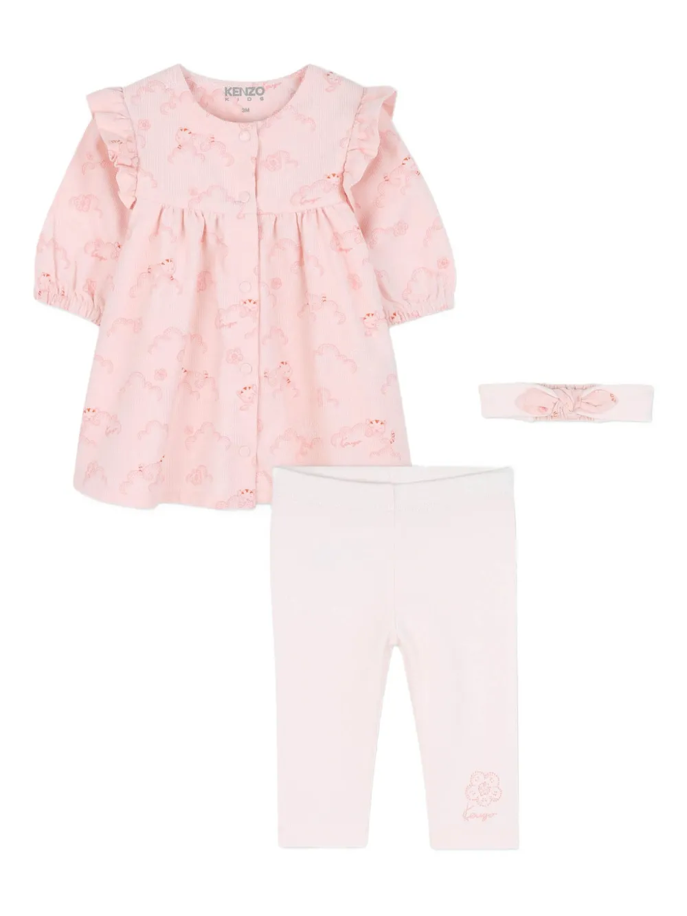 Комплект из платья и легинсов с оборками Kenzo Kids, розовый — фото 4