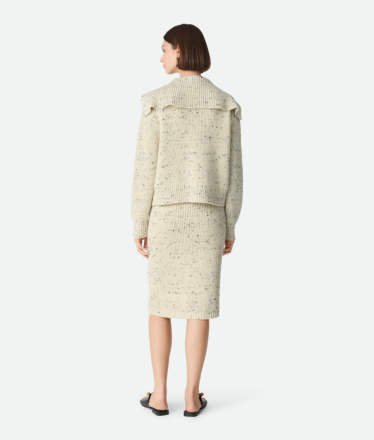Wool english rib skirt BOTTEGA VENETA, голубь — фото 3