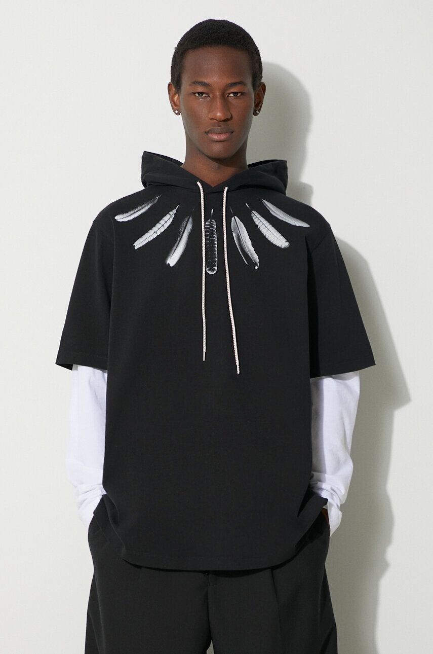 

Хлопковая толстовка с воротником Feathers Dbl Sleeves Marcelo Burlon, черный
