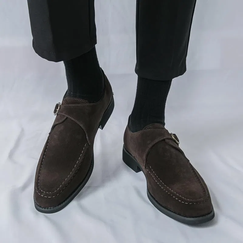 Лоферы мужские кожаные Monk Straps, Brown Senlongbao — фото 3