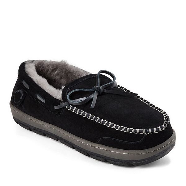 Мужские тапочки Fireside из натуральной овчины с мокасиновым носком Dearfoams, Black