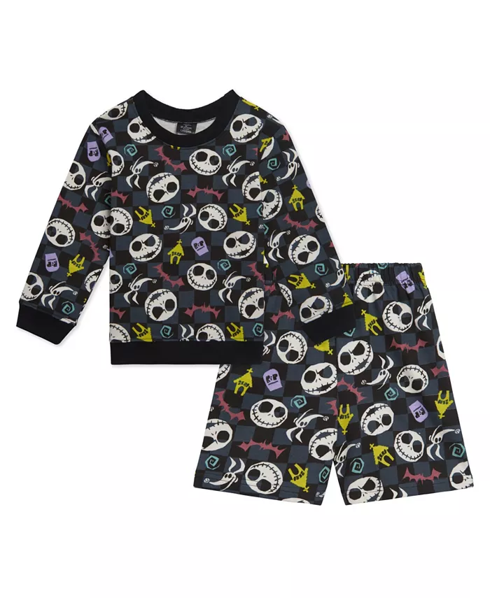 

Футболка с Микки Маусом и шорты для мальчиков из французского велюра Disney Nightmare Before Christmas, черный