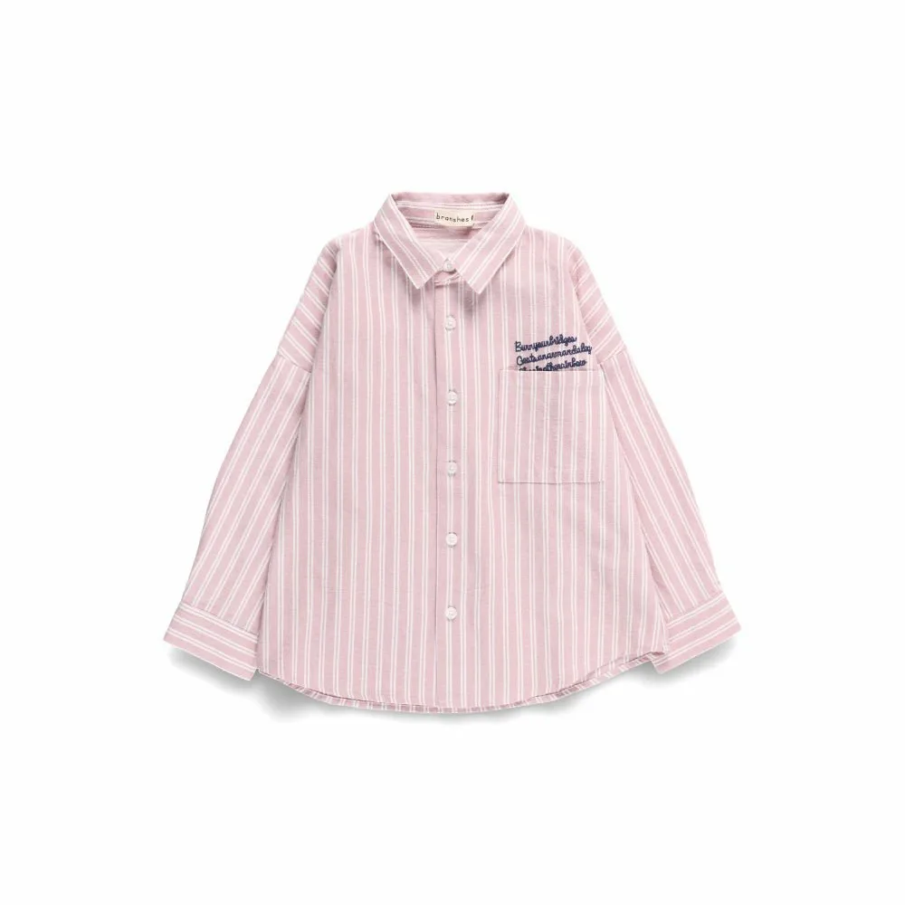 Рубашка с длинными рукавами и вышитым полосатым логотипом Branshes, pink — фото 2