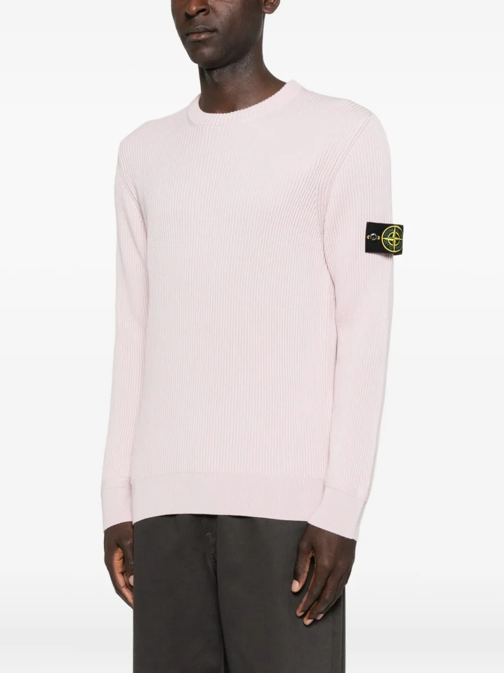 Ребристый свитер с круглым вырезом Stone Island, розовый — фото 3