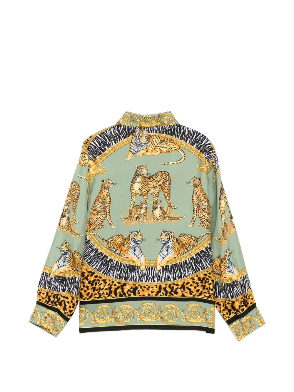 Рубашка с анималистичным принтом Versace Kids, зеленый — фото 2