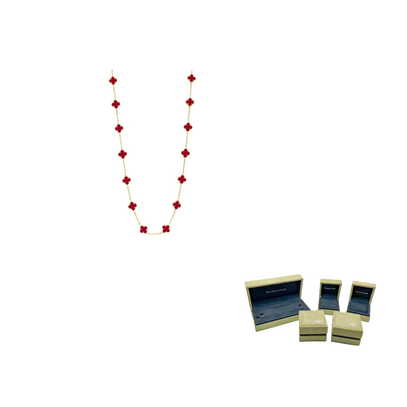 

Van Cleef & Arpels Альгамбра Четырехлистный Счастливый серии 18-каратное золотое ожерелье женское