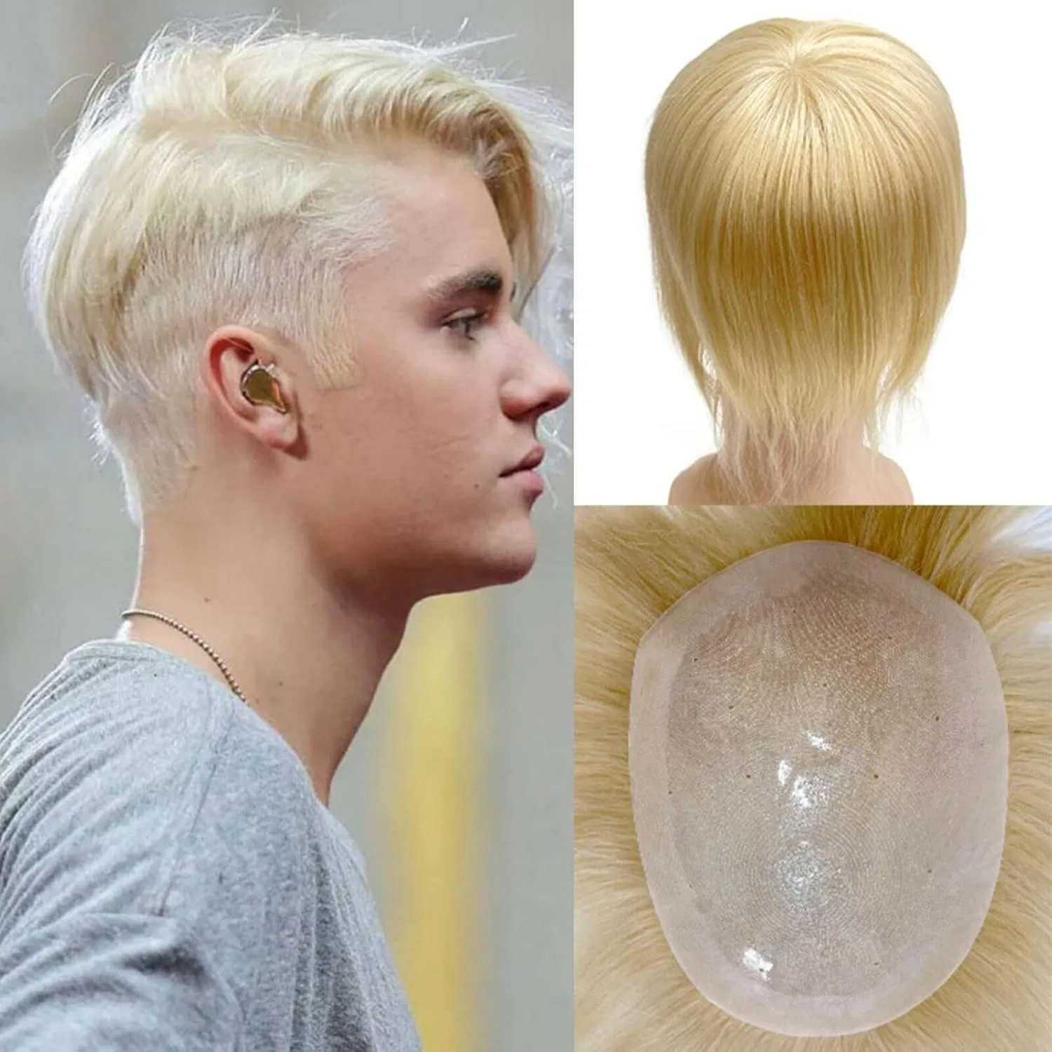 Мужской парик RUNRAYAY из 100% европейских натуральных волос, 16 x 21 см Runrayay, Blonde