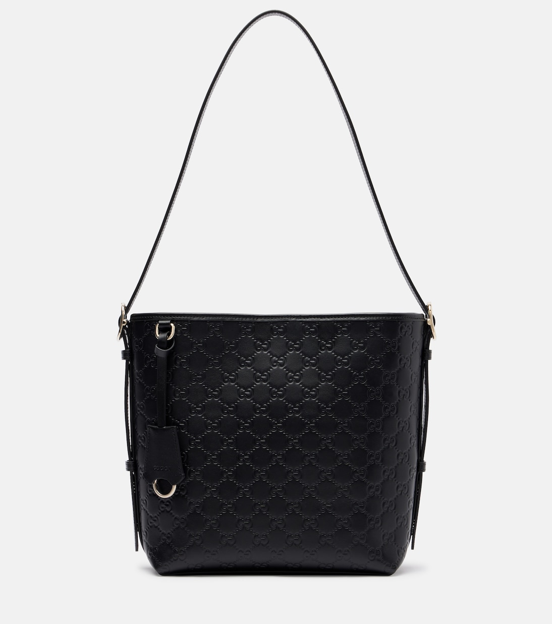 

Средняя кожаная сумка-тоут Emblem Gucci, черный