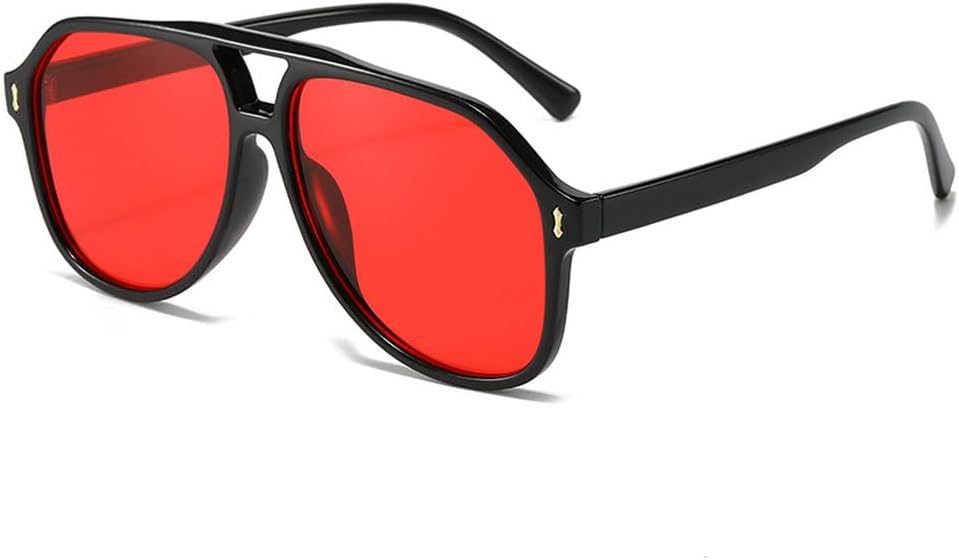 

Модные солнцезащитные очки для мужчин с увеличенными двойными перемычками, винтажные, с заклепками, женские, красные, синие, в стиле панк, солнцезащитные очки UV400 HVTVTLA, Black Red