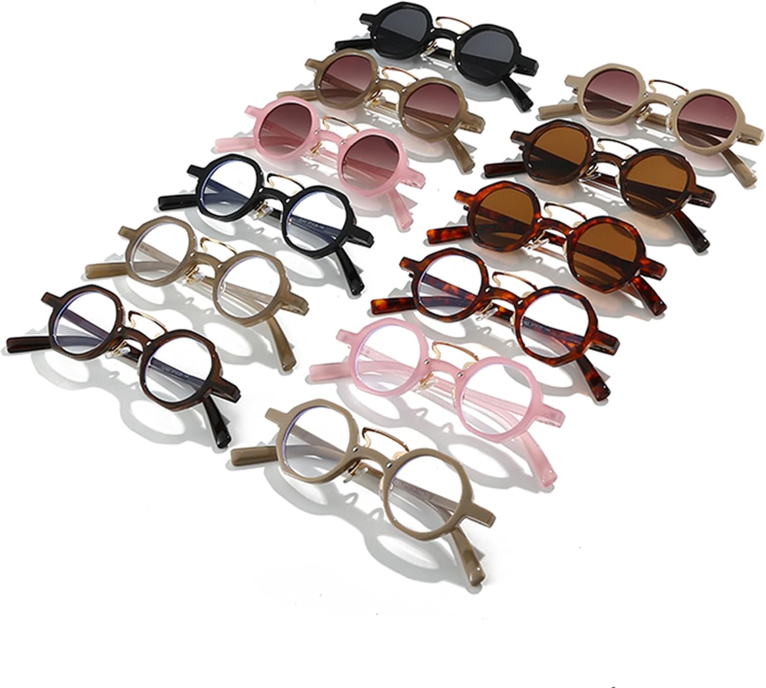 

Солнцезащитные очки Bullabulling в стиле ретро с многоугольными линзами для женщин и мужчин, винтажные маленькие круглые солнцезащитные очки в стиле панк с двойной перемычкой, защита от ультрафиолета UV400, C2