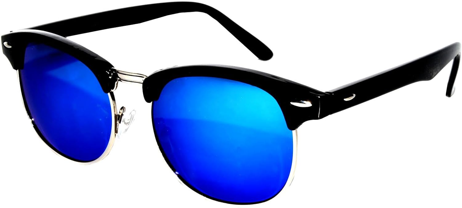 

Солнцезащитные очки OWL с полуободковой оправой, металлическими и пластиковыми линзами, для мужчин и женщин, с защитой от УФ-излучения UV400, дымчатые линзы, винтажный ретро-стиль, Black Silver / Bluegreen Mirror