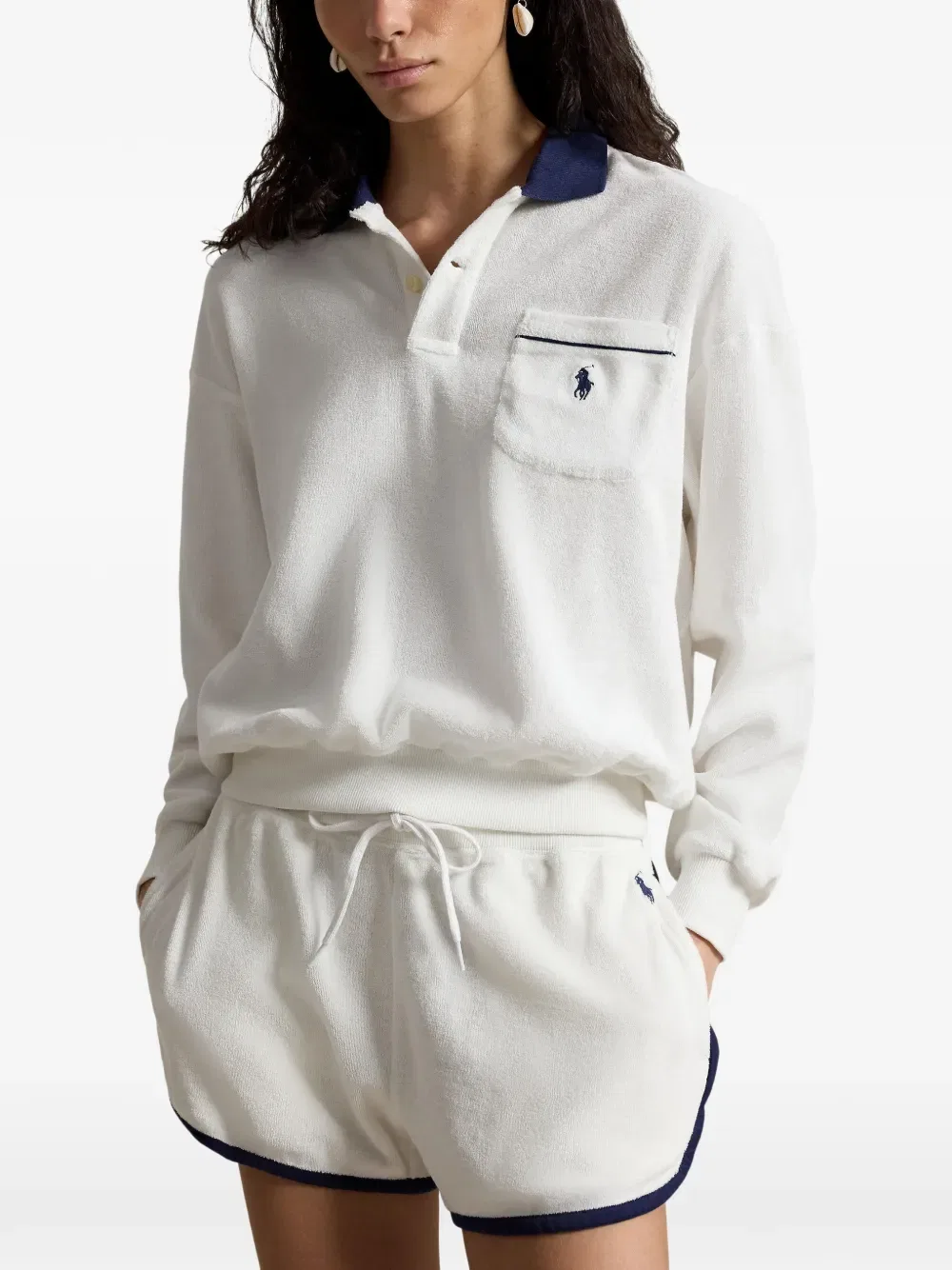 Поло-топ из терри Polo Ralph Lauren, белый — фото 3