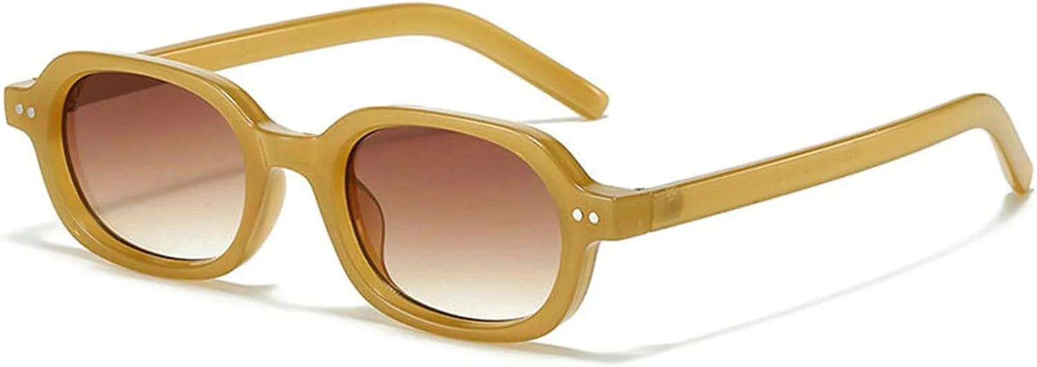 

Солнцезащитные очки Willochra маленькие овальные панк-стиль для женщин, ретро квадратные, UV400 для мужчин, модные градиентные, популярные с заклепками, C8