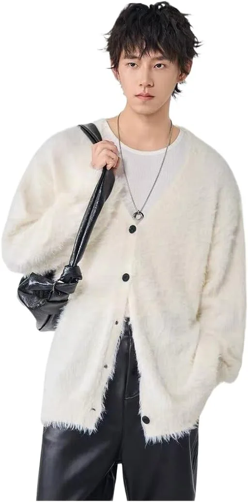 

Мужской кардиган ретро однотонный вязаный повседневный slim fit с длинным рукавом luwfrod