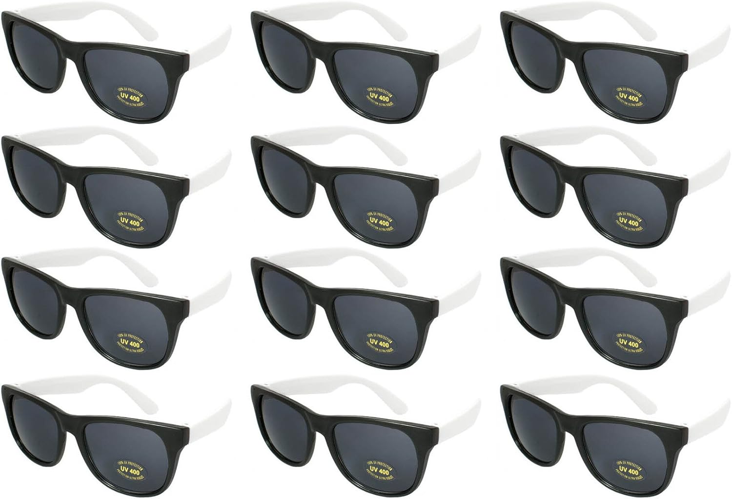 

EDGEIWEAR, набор из 12 неоновых солнцезащитных очков в стиле 80-х для вечеринок, размеры для взрослых и детей, сертифицированы по стандарту CPSIA, не содержат свинца (Pb), Black Frame / White Temple