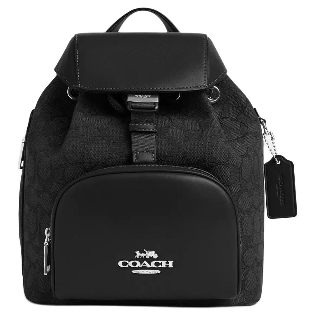 

COACH Пейсер жаккард с телячьей кожей рюкзак малый женский черный