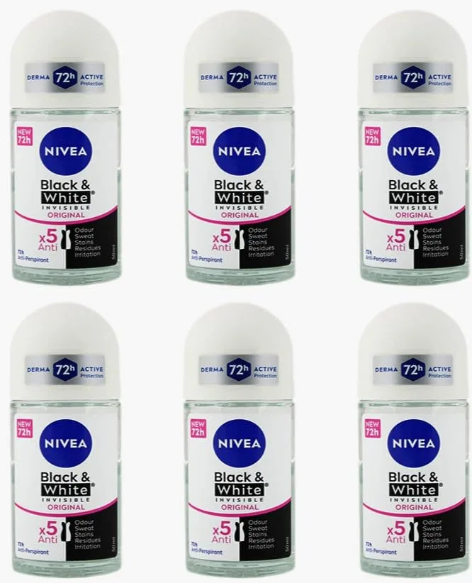 Дезодорант-ролик NIVEA Black & White Invisible Original 50 мл (6 шт.) Nivea