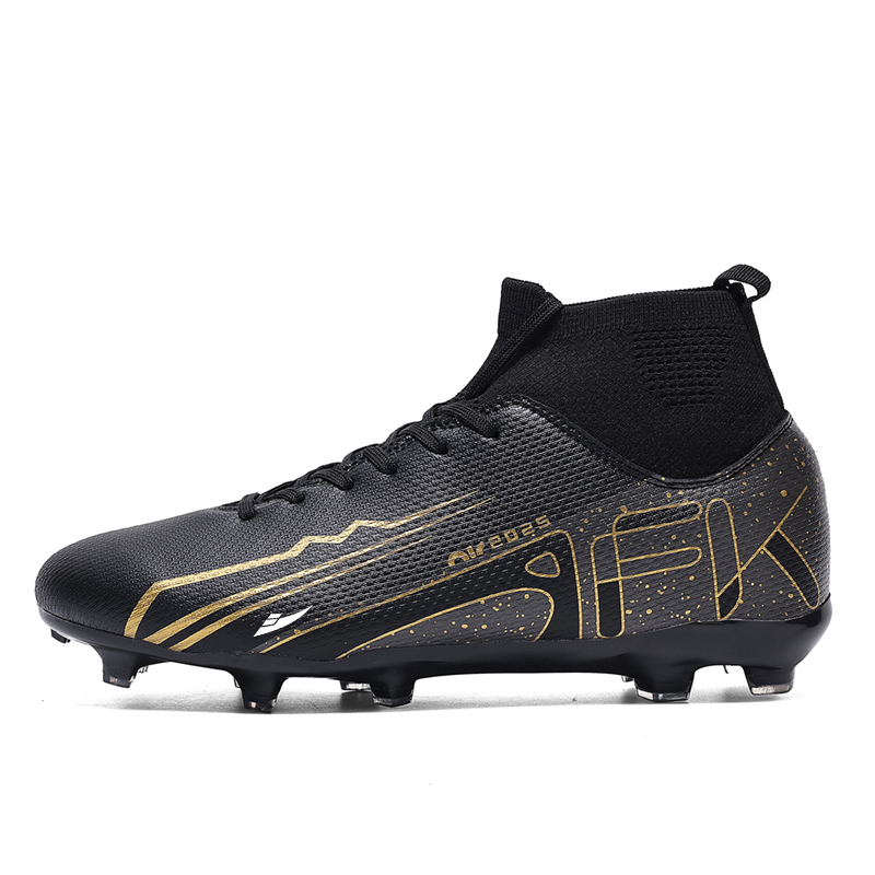 

Kuding Унисекс футбольные бутсы высокие розовые/черные/бежевые с черными длинными шипами, цвет Black Long Stud