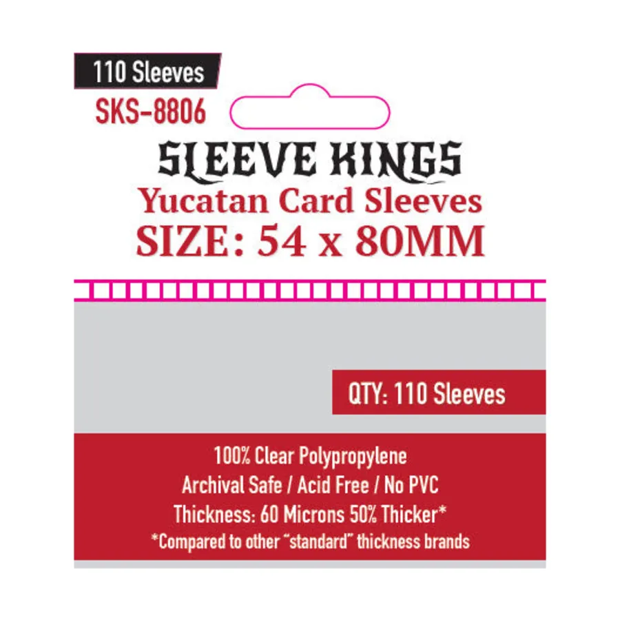 

54x80 мм — конверты для карт «Юкатан» (10 упаковок по 110 шт.), Card Sleeves (Sleeve Kings)