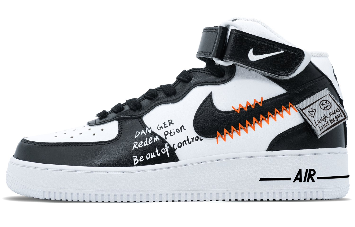 

Кроссовки Nike Air Force 1 07 Redemption Collection Mid-Top Skateboard мужские черно-бело-оранжевые