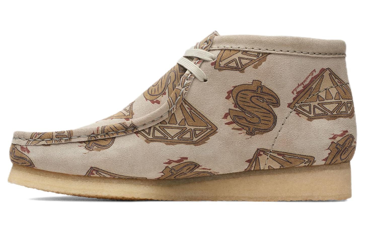 Оригинальные ботинки Wallabee для мальчиков Billionaire Boys Club с бриллиантами и долларами, цвет не совсем белый Clarks