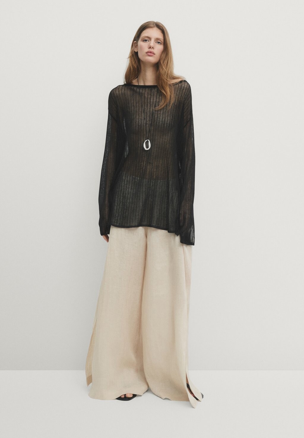

Свитер Long Sleeve Open Massimo Dutti, черный