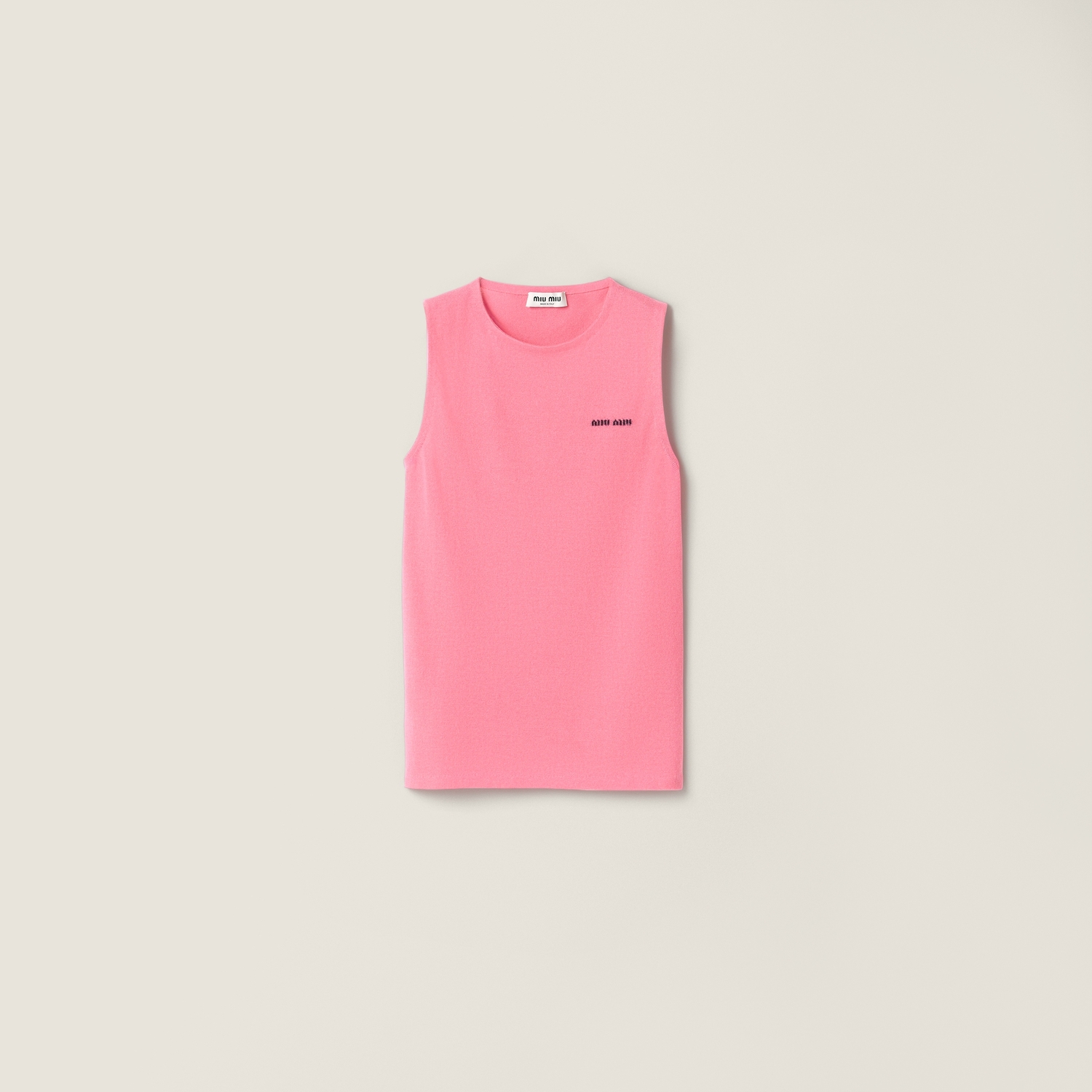 

Вязаный топ с круглым вырезом из кашемира и шелка MIU MIU, розовая