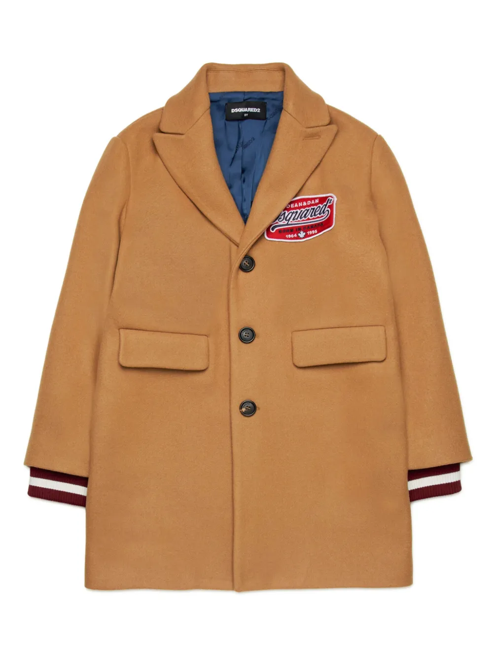 Однобортный пиджак с нашивкой-логотипом Dsquared2 Kids, коричневый