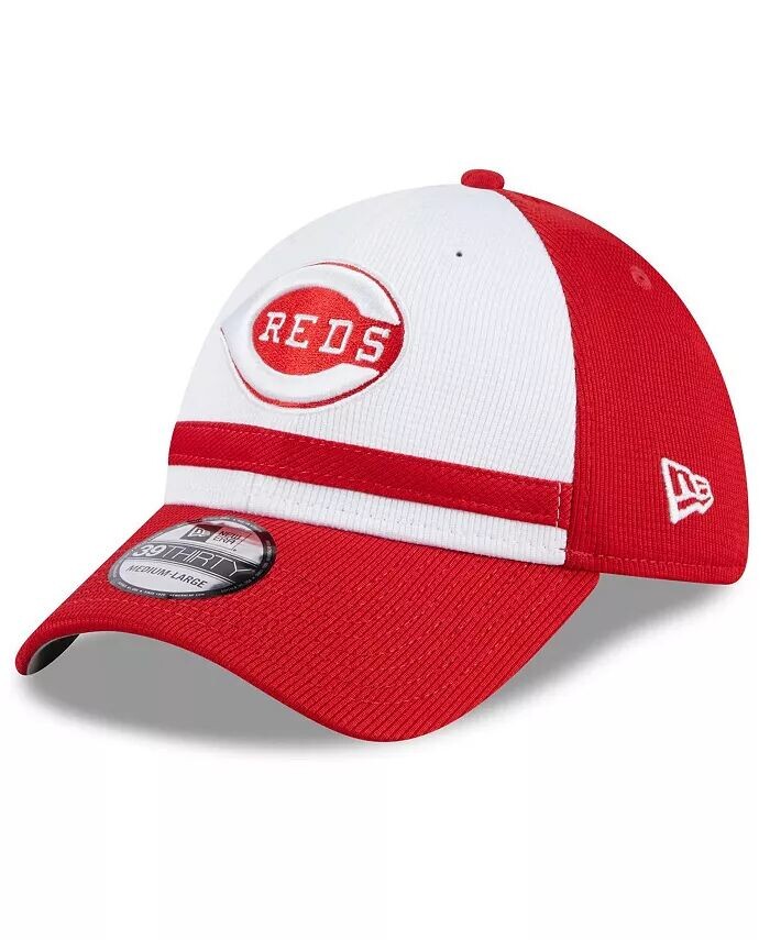 

Мужская белая кепка Cincinnati Reds 2024 Batting Practice 39THIRTY Flex Hat New Era, красный
