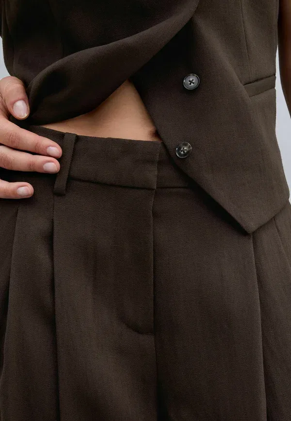 Брюки-палаццо Regular fit crinkle, Next, шоколадно-коричневый
