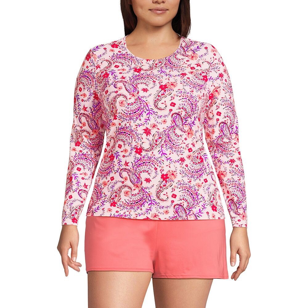 

Рашгард больших размеров Lands' End UPF 50 с длинными рукавами, цвет Lily Floral Paisley